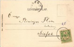 1902 Tihany, látkép. Kampmann H. kiadása. Art Nouveau, floral (EK)