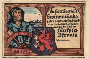 Német Birodalom / Weimari Köztársaság / Swinemünde DN 25Pf + 50Pf + 75Pf + 1M 4 klf db, teljes sor T...