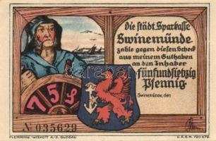 Német Birodalom / Weimari Köztársaság / Swinemünde DN 25Pf + 50Pf + 75Pf + 1M 4 klf db, teljes sor T...