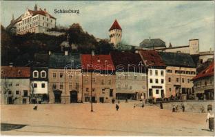 1913 Segesvár, Schässburg, Sighisoara; tér. Fritz Teutsch kiadása / square (EK)