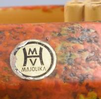 Hódmezővásárhelyi kerámia ikebana váza. Mázas kerámia, jelzett, hibátlan 20 cm