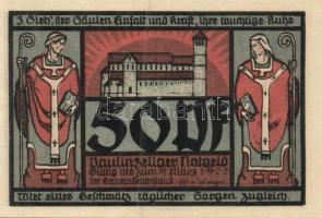 Német Birodalom / Weimari Köztársaság / Paulinzella 1922. 25Pf (2x) + 50Pf (4x) 6 klf db, teljes sor...