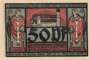 Német Birodalom / Weimari Köztársaság / Paulinzella 1922. 25Pf (2x) + 50Pf (4x) 6 klf db, teljes sor...