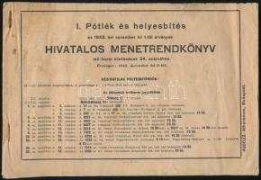 1943 MÁV pót-menetrendkönyv