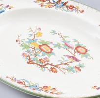 Wedgwood etruria tál Viktória mintás. XIX. sz. Kézzel festett, jelzett, hibátlan d: 32x26 cm