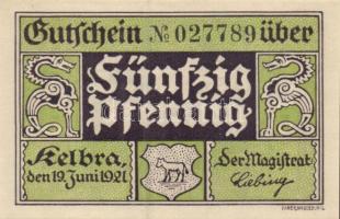 Német Birodalom / Weimari Köztársaság / Kelbra 1921. 50Pf (6x) 6 klf db, teljes sor T:I