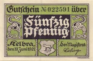 Német Birodalom / Weimari Köztársaság / Kelbra 1921. 50Pf (6x) 6 klf db, teljes sor T:I