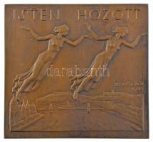 Beck Ötvös Fülöp (1873-1945) 1930. "Buda Pest / Isten hozott" kétoldalas bronz plakett, er...