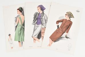 cca 1950 3 db Wemo Modes Internationales vintage divatkép, ofszet nyomat, papír, 32x21,5 cm