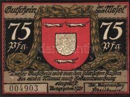 Német Birodalom / Weimari Köztársaság / Wesel 1921. 75Pf (3x) 3 klf db, teljes sor T:I