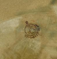 Retro zöld padlóváza, repesztett mintát imitáló mázazással, jelzett, hibátlan, m: 41 cm