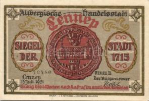 Német Birodalom / Weimari Köztársaság / Lennep 1921. 50Pf (3x) + 75Pf (4x) 7 klf db, teljes sor T:I ...