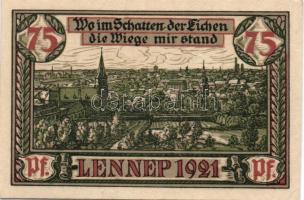 Német Birodalom / Weimari Köztársaság / Lennep 1921. 50Pf (3x) + 75Pf (4x) 7 klf db, teljes sor T:I ...