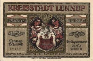 Német Birodalom / Weimari Köztársaság / Lennep 1921. 50Pf (3x) + 75Pf (4x) 7 klf db, teljes sor T:I ...