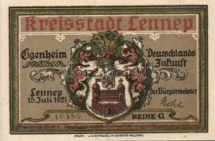 Német Birodalom / Weimari Köztársaság / Lennep 1921. 50Pf (3x) + 75Pf (4x) 7 klf db, teljes sor T:I ...