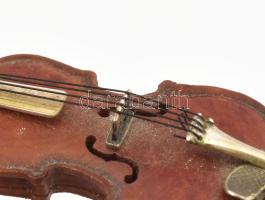 Sacchetti ezüst (Ag) és fa dísz hegedű, jelzettek. Hegedű 9 cm