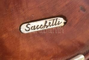 Sacchetti ezüst (Ag) és fa dísz hegedű, jelzettek. Hegedű 9 cm