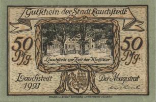 Német Birodalom / Weimari Köztársaság / Lauchstedt 1921. 50Pf (4x) 4 klf db, teljes sor T:I