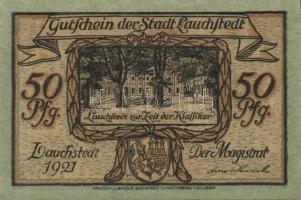 Német Birodalom / Weimari Köztársaság / Lauchstedt 1921. 50Pf (4x) 4 klf db, teljes sor T:I