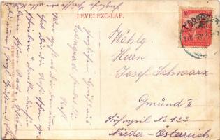 1918 Csongrád, Kossuth szobor, gyógyszertár, üzletek. W.L. Bp. 1297. (EK)