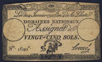 Franciaország/Domaines Nationaux 1792.1.4. 25S "Assignat" T:II/III