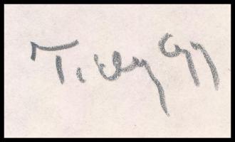 Tichy Gyula (1879-1920): Nő fotelben, nyomat, paszpartuban, utólagos jelzéssel 12×9 cm