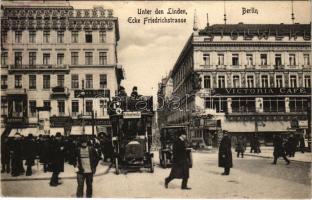 1911 Berlin, Unter den Linden, Ecke Friedrichstrasse, Julius Staudt, Automobil Omnibus, Victoria Cafe, Ludwig Fischer, Krüger (wet damage)