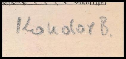 Kondor Béla (1931-1972): Ülő nő, rézkarc, papír, paszpartuban, utólagos jelzéssel, 16×9 cm