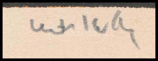 Kós Károly (1883-1977): Templom. Linómetszet, papír, paszpartuban, utólagos jelzéssel, 10×10 cm