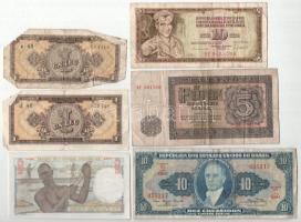 6db-os vegyes bankjegy tétel, közte Francia Nyugat-Afrika 1943. 5Fr T:VF-VG 6pcs of mixed banknote lot, in it French West Africa 1943. 5 Francs C:VF-VG