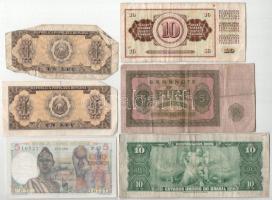 6db-os vegyes bankjegy tétel, közte Francia Nyugat-Afrika 1943. 5Fr T:VF-VG
6pcs of mixed banknote ...
