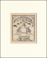 Kozma Lajos (1884-1948): Csata. Fametszet, papír, jelzett a metszeten, paszpartuban, 8×6,5 cm