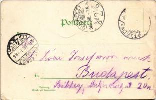 1905 Dresden, Gruss aus dem Restaurant Herzogin Garten / restaurant interior, pool tables. Art Nouve...