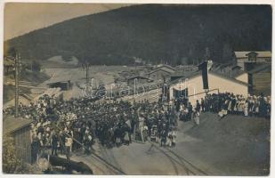 1926 Miava, Myjava; Slavnost prorazení tunelu / vasúti alagút áttörésének az ünnepsége szeptember 12-én / celebration of the railway tunnel breakthrough. photo (fl)