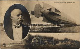 1908 Dr. ing. Graf Zeppelin, Der Ballon beim Aufstieg zur grossen Fahrt, Der Ballon nach der katastrophe / Léghajó katasztrófa / airship catastrophe (fa)