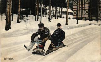 Tátra, Magas-Tátra, Vysoké Tatry; Bobsleigh, winter sport / téli sport, két személyes kormányozható szánkó. Ed. Feitzinger 1010.