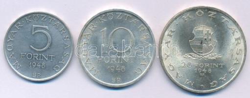 1948. 5Ft Ag "Petőfi" + 10Ft Ag "Széchenyi" + 20Ft Ag "Táncsics", &quo...
