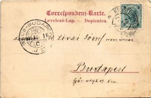 1901 Gruss vom Pionnier Bataillon No. 15., Ankerwerfen, Fahren mit gekoppelten Pontons / Üdvözlet a ...
