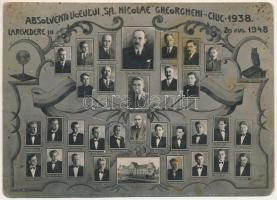 1938 Gyergyószentmiklós, Gheorgheni; Absolventi Liceului Sft. Nicolae Gheorgheni-Ciuc 1938 / gimnázium végzőseinek tablója / school graduates, tableau. photo (EM)