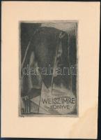 Szűcs Pál (1906-1969): Weisz Imre könyve, rézkarc, papír, jelzett, sarkán folt és törésnyom, 11×7 cm