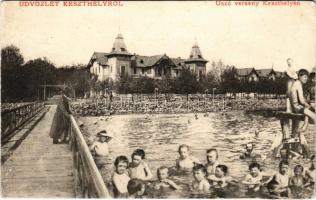 1912 Keszthely, Úszó verseny a Balatonban (kopott sarkak / worn corners)