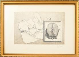 ifj. Imre István (1950-): Szürrealista . Rézkarc, papír, jelzett, üvegezett fakeretben 19x29 cm