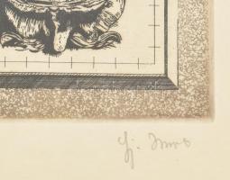 ifj. Imre István (1950-): Szürrealista . Rézkarc, papír, jelzett, üvegezett fakeretben 19x29 cm