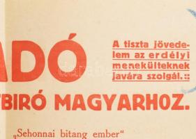 1916 Bp., "Riadó minden fegyvert bíró magyarhoz" - hadba vonulásra biztató plakát, hajtott...
