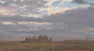 2 db jelzés nélkül: Őszi táj. Olaj, fa, Dekoratív keretekben 14x23 cm