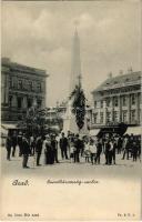 Arad, Szentháromság szobor, Nagy Lajos szállodája a fehér Kereszthez, múzeum. Ifj. Klein Mór kiadása / Trinity statue, hotel, museum