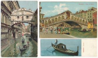 Venezia, Venice, Velence; 6 db régi művész képeslap vegyes méretben / 6 pre-1945 art postcards in mi...