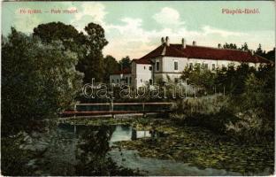 1910 Püspökfürdő, Szentlászlófürdő, Baile 1 Mai (Nagyvárad, Oradea); fő épület és park. Rosenbaum Ignác kiadása / spa and park