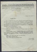 1946-1947 3db Vas- és Vasáru Nagykereskedés árjegyzéke jó állapotban