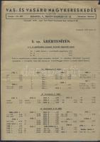 1946-1947 3db Vas- és Vasáru Nagykereskedés árjegyzéke jó állapotban